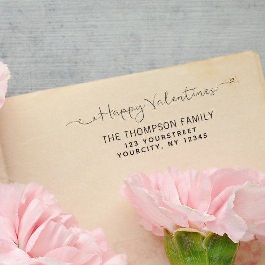 ハッピーヴァレンティーンズデイカリグラフィー差出人住所 セルフインキングスタンプ