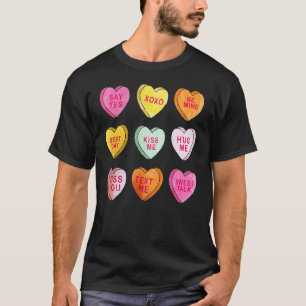 ハッピーヴァレンティーンズデイキャンディ会話ハートカット Tシャツ