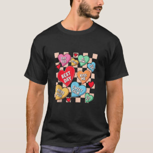 ハッピーヴァレンティーンズデイキャンディ会話ハートカット Tシャツ