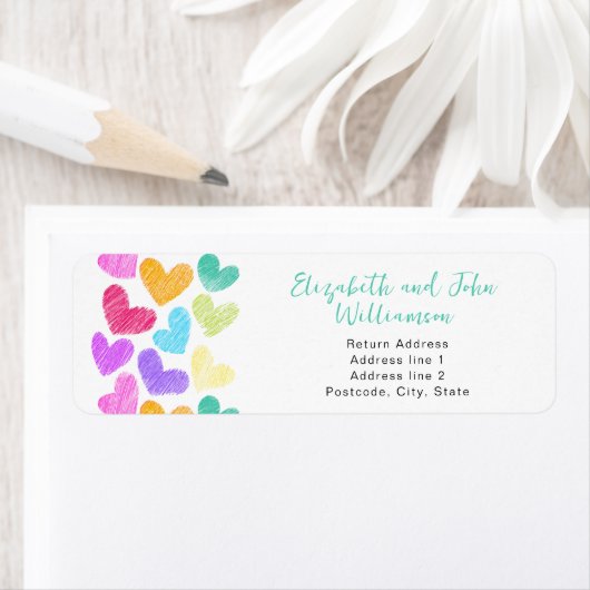 ハッピーヴァレンティーンズデイキュートパステルハートカスタム ラベル (インサイチュ)