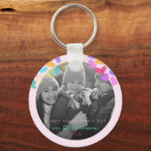 ハッピーヴァレンティーンズデイキュートパステルハート写真 キーホルダー (正面)