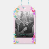 ハッピーヴァレンティーンズデイキュートパステルハート写真 ギフトタグ (正面)