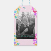 ハッピーヴァレンティーンズデイキュートパステルハート写真 ギフトタグ (裏面)