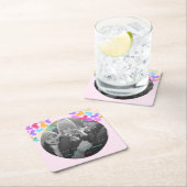 ハッピーヴァレンティーンズデイキュートパステルハート写真 スクエアペーパーコースター (インサイチュ)