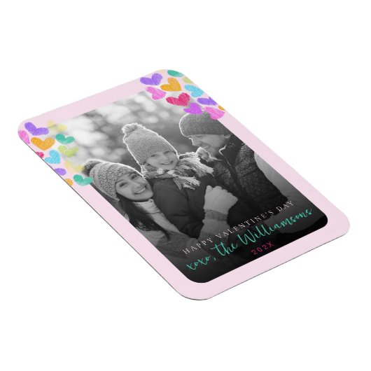 ハッピーヴァレンティーンズデイキュートパステルハート写真 マグネット (右側)
