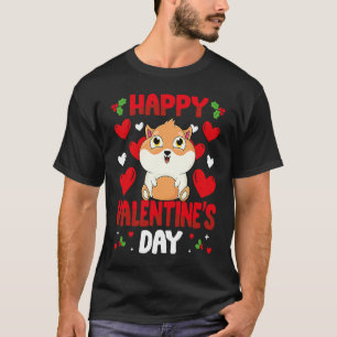 ハッピーヴァレンティーンズデイギニアピグハートラブアニマル Tシャツ