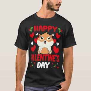 ハッピーヴァレンティーンズデイギニアピグハートラブアニマル Tシャツ