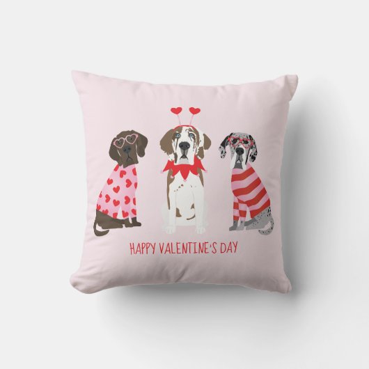 ハッピーヴァレンティーンズデイグレート・ダン・ドッグス クッション (正面)