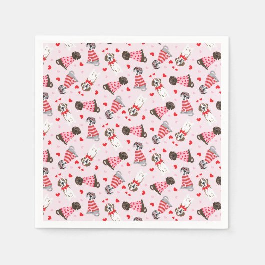 ハッピーヴァレンティーンズデイグレート・ダン・ドッグス スタンダードカクテルナプキン (正面)