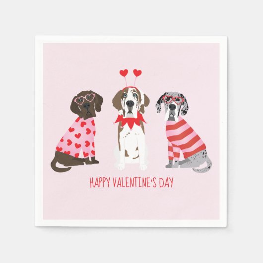 ハッピーヴァレンティーンズデイグレート・ダン・ドッグス スタンダードカクテルナプキン (正面)