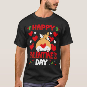 ハッピーヴァレンティーンズデイコーギスハートラブアニマル Tシャツ