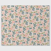 ハッピーヴァレンティーンズデイコーラルハートボタニカルフローラ ラッピングペーパー (フラット)