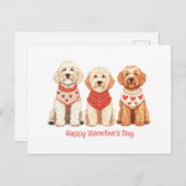 ハッピーヴァレンティーンズデイゴールデンドールドードルドッグス シーズンポストカード (正面/裏面)