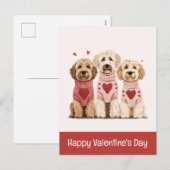 ハッピーヴァレンティーンズデイゴールデンドールドードルドッグス シーズンポストカード (正面/裏面)