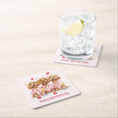 ハッピーヴァレンティーンズデイゴールデンドールドードルドッグス スクエアペーパーコースター (インサイチュ)