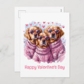 ハッピーヴァレンティーンズデイゴールデンレトリエバードッグス シーズンポストカード (正面/裏面)