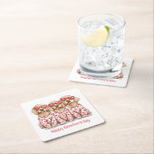 ハッピーヴァレンティーンズデイゴールデンレトリエバードッグス スクエアペーパーコースター (インサイチュ)