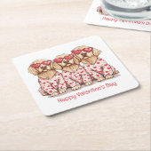 ハッピーヴァレンティーンズデイゴールデンレトリエバードッグス スクエアペーパーコースター (アングル)