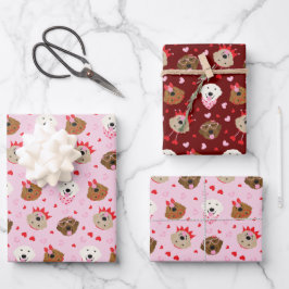 ハッピーヴァレンティーンズデイゴールデンレトリエバードッグス ラッピングペーパーシート