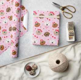 ハッピーヴァレンティーンズデイゴールデンレトリエバードッグス ラッピングペーパー