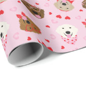 ハッピーヴァレンティーンズデイゴールデンレトリエバードッグス ラッピングペーパー (ロールコーナー)