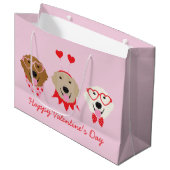 ハッピーヴァレンティーンズデイゴールデンレトリエバードッグス ラージペーパーバッグ (正面アングル)