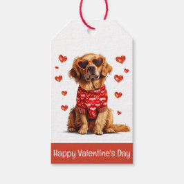 ハッピーヴァレンティーンズデイゴールデンレトリエバードッグ ギフトタグ