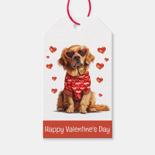 ハッピーヴァレンティーンズデイゴールデンレトリエバードッグ ギフトタグ (正面)