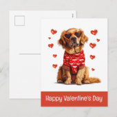 ハッピーヴァレンティーンズデイゴールデンレトリエバードッグ シーズンポストカード (正面/裏面)