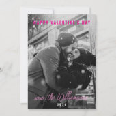 ハッピーヴァレンティーンズデイシックなピンクハートカップル写真 シーズンカード (正面)