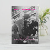 ハッピーヴァレンティーンズデイシックなピンクハートカップル写真 シーズンカード (スタンド正面)