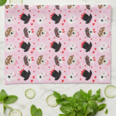 ハッピーヴァレンティーンズデイシュナウザードッグス キッチンタオル (折り畳み)