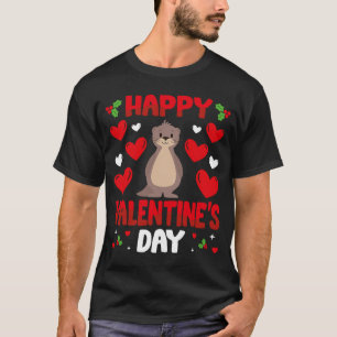 ハッピーヴァレンティーンズデイシーオッターハートラブアニマル Tシャツ