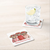 ハッピーヴァレンティーンズデイシーズー（犬）ズドッグス スクエアペーパーコースター (インサイチュ)