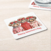 ハッピーヴァレンティーンズデイシーズー（犬）ズドッグス スクエアペーパーコースター (アングル)