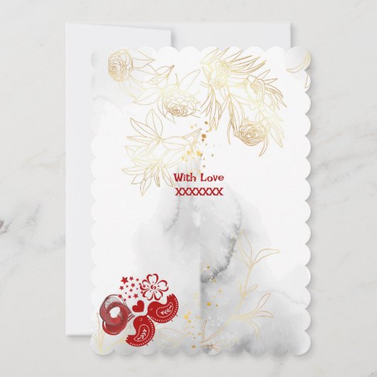 ハッピーヴァレンティーンズデイスイープハートラブバードカード 招待状 (裏面)