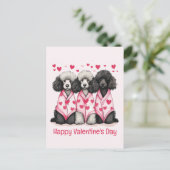 ハッピーヴァレンティーンズデイスタンダードプードルドッグ シーズンポストカード (スタンド正面)