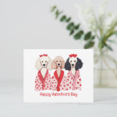 ハッピーヴァレンティーンズデイスタンダードプードルドッグ シーズンポストカード (スタンド正面)