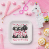 ハッピーヴァレンティーンズデイスタンダードプードルドッグ ペーパープレート (パーティー)