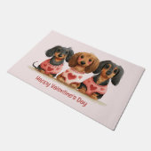 ハッピーヴァレンティーンズデイダシュンドドッグス ドアマット (アングル)