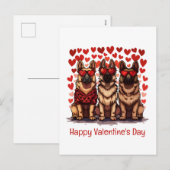 ハッピーヴァレンティーンズデイドイツ羊飼い犬 シーズンポストカード (正面/裏面)