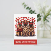 ハッピーヴァレンティーンズデイドイツ羊飼い犬 ポストカード (スタンド正面)