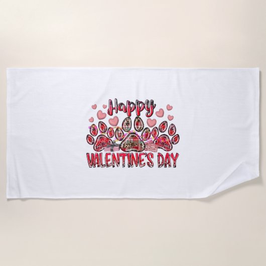 ハッピーヴァレンティーンズデイドッグペット ビーチタオル (正面)