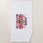 ハッピーヴァレンティーンズデイドッグペット ビーチタオル (正面)