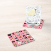 ハッピーヴァレンティーンズデイドッグ顔パターン ペーパーコースター (インサイチュ)