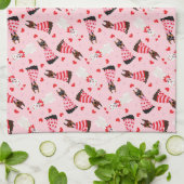 ハッピーヴァレンティーンズデイドベルマンドッグス キッチンタオル (折り畳み)