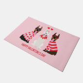 ハッピーヴァレンティーンズデイドベルマンドッグス ドアマット (アングル)