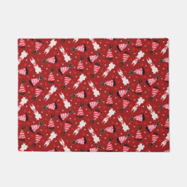 ハッピーヴァレンティーンズデイドベルマンドッグス ドアマット