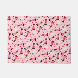 ハッピーヴァレンティーンズデイドベルマンドッグス ドアマット