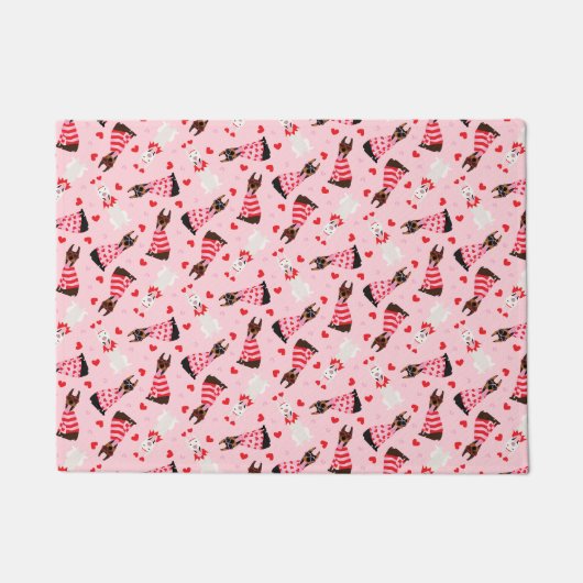 ハッピーヴァレンティーンズデイドベルマンドッグス ドアマット (正面)